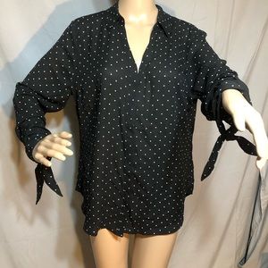 Worthington Black dotted Blouse size L